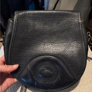 Vintage Dooney & Bourke Black Leather Saddle Bag